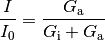 \frac{I}{I_0} = \frac{G_{\mathrm{a}}}{G_{\mathrm{i}} + G_{\mathrm{a}}}