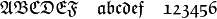 \mathfrak{ABCDEF} \quad \mathfrak{abcdef} \quad \mathfrak{123456}