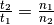 \frac{t_2}{t_1} = \frac{n_1}{n_2}