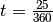 t = \frac{25}{360}