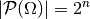 |
\mathcal{P}(\Omega) | = 2^n