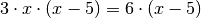 3 \cdot x \cdot (x - 5) &= 6 \cdot (x - 5) \\