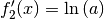 f_2'(x) = \ln{(a)}