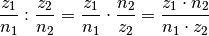 \frac{z_1}{n_1} : \frac{z_2}{n_2} =
\frac{z_1}{n_1} \cdot  \frac{n_2}{z_2} =
\frac{z_1 \cdot n_2}{n_1 \cdot z_2}