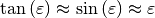 \tan{\left(\varepsilon\right)} \approx
\sin{\left(\varepsilon\right)} \approx \varepsilon