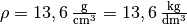 \rho = \unit[13,6]{\frac{g}{cm^3}} = \unit[13,6]{\frac{kg}{dm^3}}