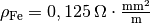 \rho_{\mathrm{Fe}} = \unit[0,125]{\Omega \cdot \frac{mm^2}{m} }