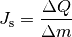 J_{\mathrm{s}} = \frac{\Delta Q}{\Delta m}