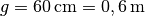 g = \unit[60]{cm} = \unit[0,6]{m}