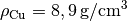 \rho_{\mathrm{Cu}} = \unit[8,9]{g/cm^3}