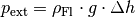 p_{\mathrm{ext}} = \rho_{\mathrm{Fl}} \cdot g \cdot \Delta h