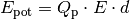 E_{\mathrm{pot}} = Q_{\mathrm{p}} \cdot E \cdot d