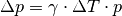 \Delta p = \gamma \cdot \Delta T \cdot p