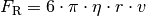 F_{\mathrm{R}} = 6 \cdot \pi \cdot \eta \cdot r \cdot v