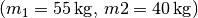 (m_1 = \unit[55]{kg} ,\, m2
= \unit[40]{kg})