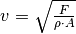 v = \sqrt{\frac{F}{\rho \cdot
A}}