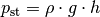 p_{\mathrm{st}} = \rho \cdot g \cdot h