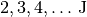 \unit[2, 3, 4, \ldots]{J}