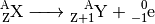 \ce{^A_ZX -> _{Z+1}^{A}Y + _{-1}^0e}