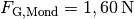 F_{\mathrm{G, Mond}} = \unit[1,60]{N}