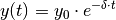 y(t) = y_0 \cdot e ^{- \delta \cdot t}