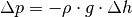 \Delta p = - \rho \cdot g \cdot \Delta h