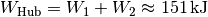 W_{\mathrm{Hub}} = W_1 + W_2 \approx \unit[151]{kJ}